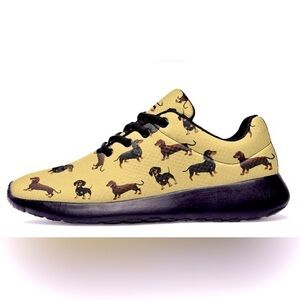 Groove Bags & customkicks Black/ yellow Dachshund Dog Print Shoes size 10 men’s